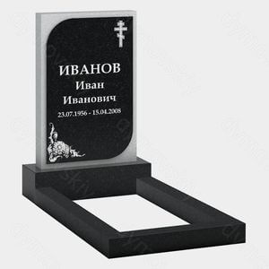 Памятник на могилу (22-206) «Вертикальная стела с православным крестом и растительным орнаментом»