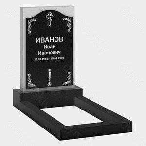 Памятник на могилу (22-217) «Вертикальная стела с крестом, свечой и растительным орнаментом»
