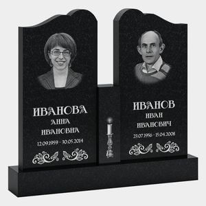 Памятник на могилу (30-148) «Семейный двойной с плавными формами» 30-148