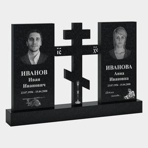 Памятник на могилу (30-166) «Православный двойной с прямоугольными стелами» 30-166