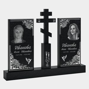Памятник на могилу (30-170) «Двойной с прямыми стелами и крестом» 30-170