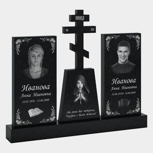Памятник на могилу (30-182) «Тройной со скорбящей матерью и крестом» 30-182