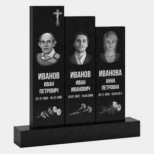 Памятник на могилу (30-222) «Тройной с прямыми стелами» 30-222