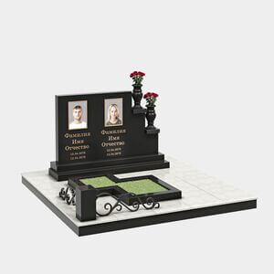 Комплекс на могилу (40-126) «Двойной с общей прямоугольной стелой и вазами» 40-126