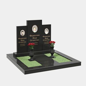 Комплекс на могилу (40-180) «Семейный тройной со ступенчатыми стелами и вазами» 40-180