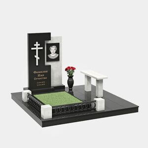 Комплекс на могилу (40-200) «Православный с геометрической стелой и оградой» 40-200