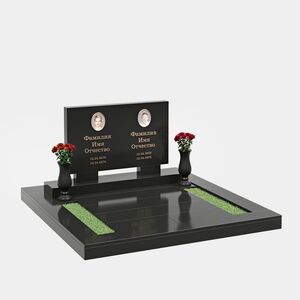 Комплекс на могилу (40-228) «Двойной горизонтальный приподнятый с вазами» 40-228