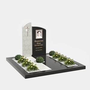 Комплекс на могилу (40-244) «Одиночный с крестом и декоративными посадками» 40-244