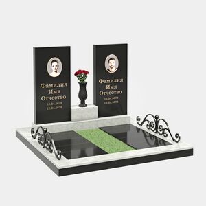 Комплекс на могилу (40-270) «Семейный с двумя прямыми стелами и оградой» 40-270