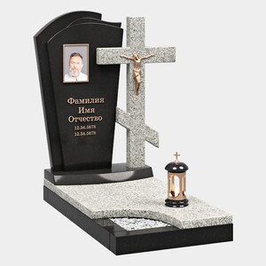 Памятник на могилу (40-708) «Православный с вертикальным крестом и лампадой» 40-708