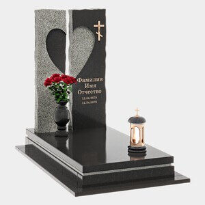 Памятник на могилу (40-716) «Одиночный с сердцем из двух стел» 40-716