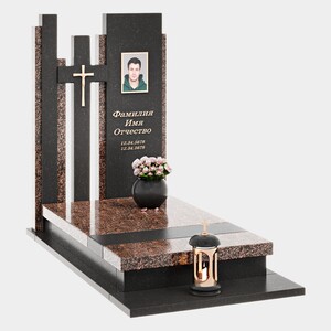 Памятник на могилу (40-731) «С многоуровневой стелой и крестом» 40-731
