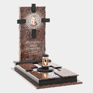 Памятник на могилу (40-738) «Одиночный с медальоном и сиянием» 40-738