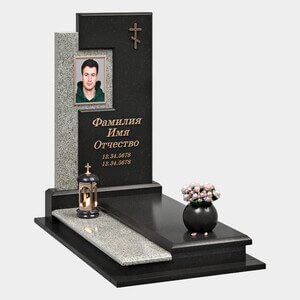 Памятник на могилу (40-773) «Одиночный с контрастной гранитной вставкой» 40-773