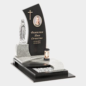 Памятник на могилу (40-788) «Одиночный с изогнутой стелой и скульптурой» 40-788