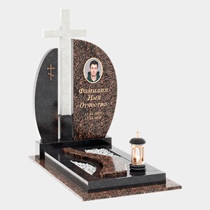 Памятник на могилу (40-789) «Полукруглый одиночный с центральным крестом» 40-789