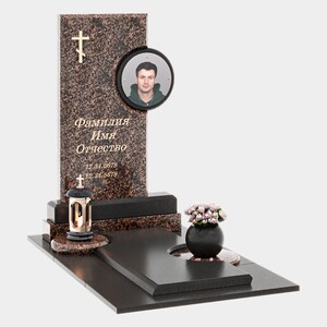 Памятник на могилу (40-792) «Православный одиночный с круглым портретом» 40-792