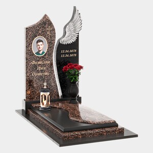 Памятник на могилу (40-797) «Волнообразный с резным крылом» 40-797