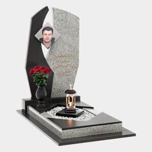 Памятник на могилу (40-799) «Одиночный асимметричный с контрастной стелой» 40-799