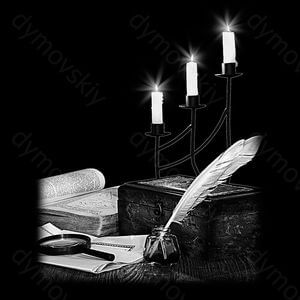 71-166 — Свечи, книга и перо. Классический мотив