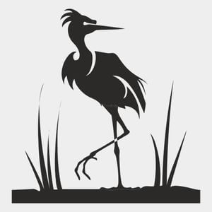 75-218 — Силуэт цапли в камышах