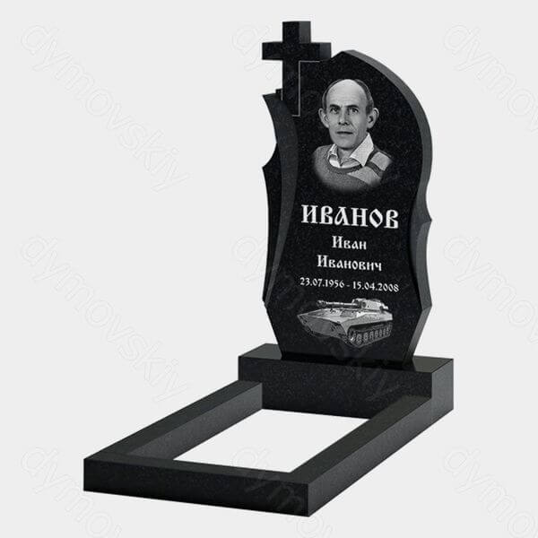 Памятник на могилу (10-420) «С крестом и рельефом техники» 10-420