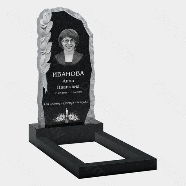 Памятник на могилу (10-525) «С природным камнем и рельефной ветвью» 10-525