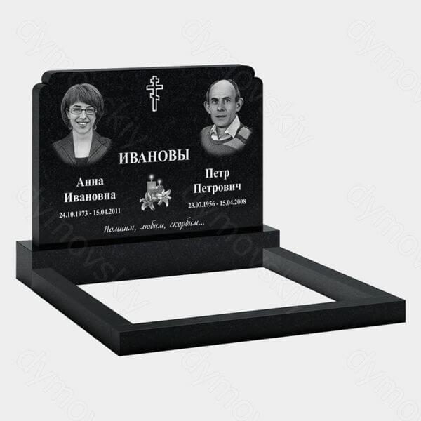 Памятник на могилу (11-113) «Горизонтальная семейная стела с крестом» 11-113