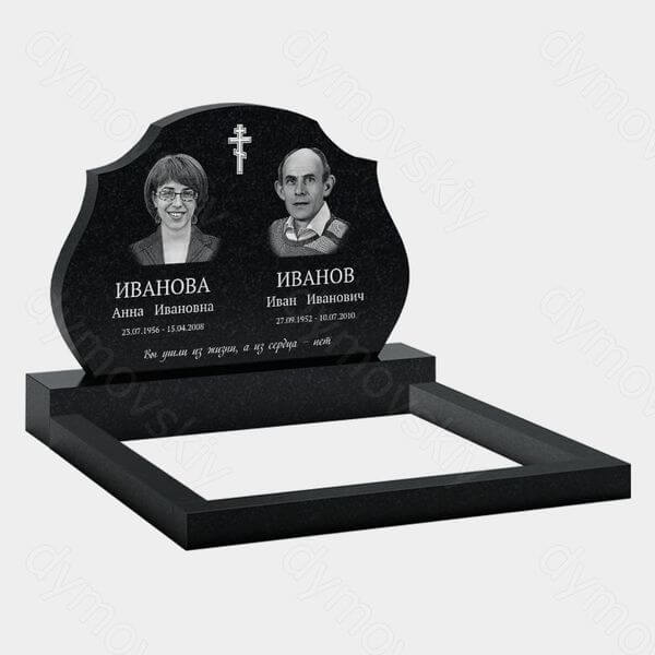 Памятник на могилу (11-181) «Двойная волнообразная стела с крестом и обрамлением» 11-181