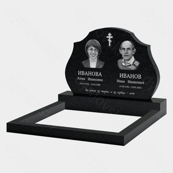Памятник на могилу (11-181) «Двойная волнообразная стела с крестом и обрамлением» 11-181