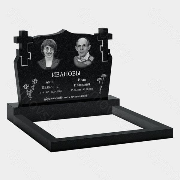 Памятник на могилу (11-261) «Семейная стела с двойными крестами и плавным верхом» 11-261