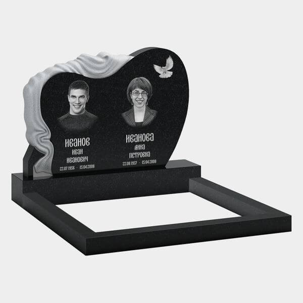 Памятник на могилу (11-331) «Двойная волнообразная стела с тканью и птицей» 11-331