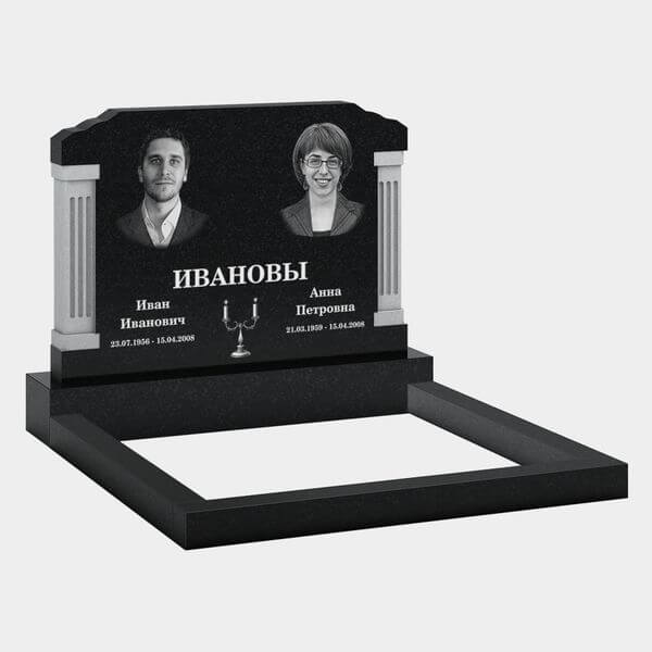 Памятник на могилу (11-340) «Семейная стела с колоннами и прямоугольным обрамлением» 11-340