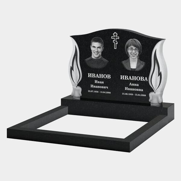 Памятник на могилу (11-360) «Двойная волнообразная стела с пламенем и крестом» 11-360