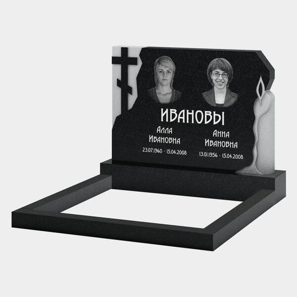 Памятник на могилу (11-372) «Необработанный камень с крестом и свечой» 11-372