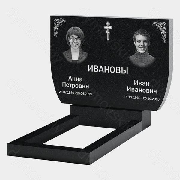Памятник на могилу (21-104) «Семейная стела с крестом и растительным орнаментом» 21-104