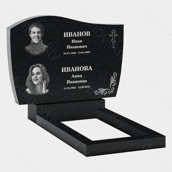 Памятник на могилу (21-124) «С плавными линиями и православным крестом» 21-124
