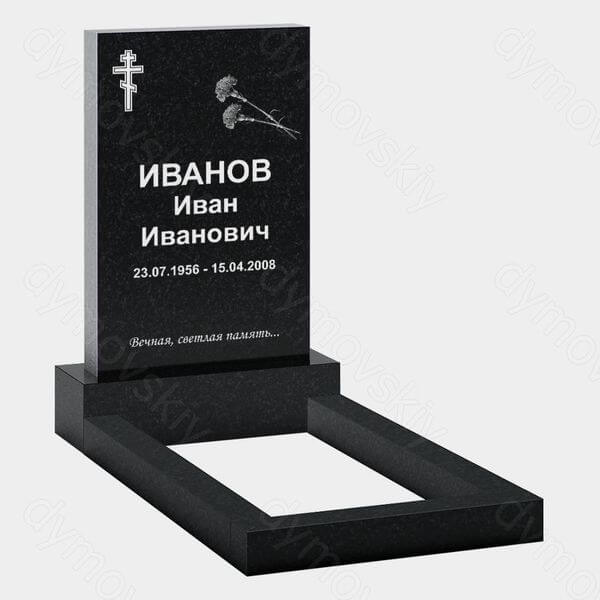 Памятник на могилу (22-100) «Простой с крестом и цветочным мотивом»