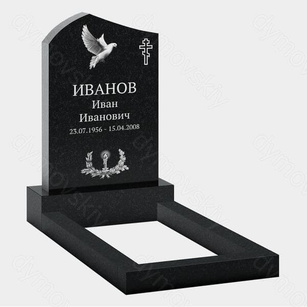 Памятник на могилу (22-117) «Вертикальная стела с голубем и православным крестом»