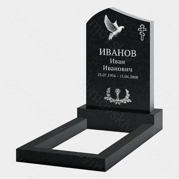 Памятник на могилу (22-117) «Вертикальная стела с голубем и православным крестом»