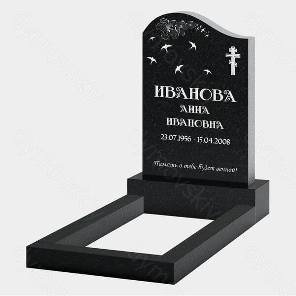 Памятник на могилу (22-126) «Вертикальная стела с крестом, птицами и цветочным орнаментом»
