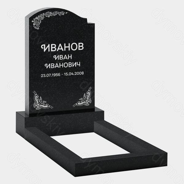 Памятник на могилу (22-136) «Вертикальная стела с закруглённым верхом и цветочным орнаментом»