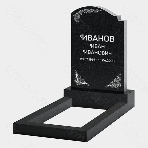 Памятник на могилу (22-136) «Вертикальная стела с закруглённым верхом и цветочным орнаментом»