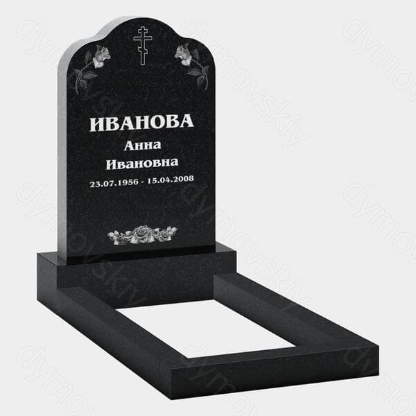 Памятник на могилу (22-163) «Вертикальная стела с крестом и цветочным орнаментом»