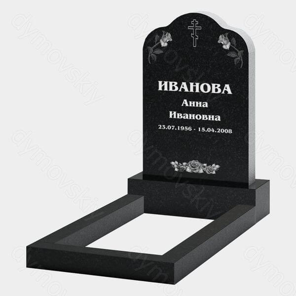 Памятник на могилу (22-163) «Вертикальная стела с крестом и цветочным орнаментом»