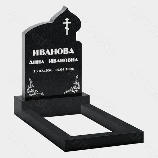 Памятник на могилу (22-177) «Вертикальная стела с плавной волной и православным крестом»
