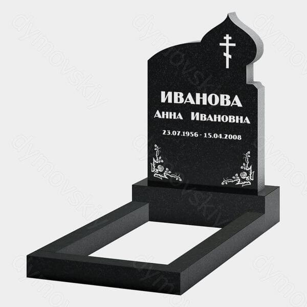 Памятник на могилу (22-177) «Вертикальная стела с плавной волной и православным крестом»