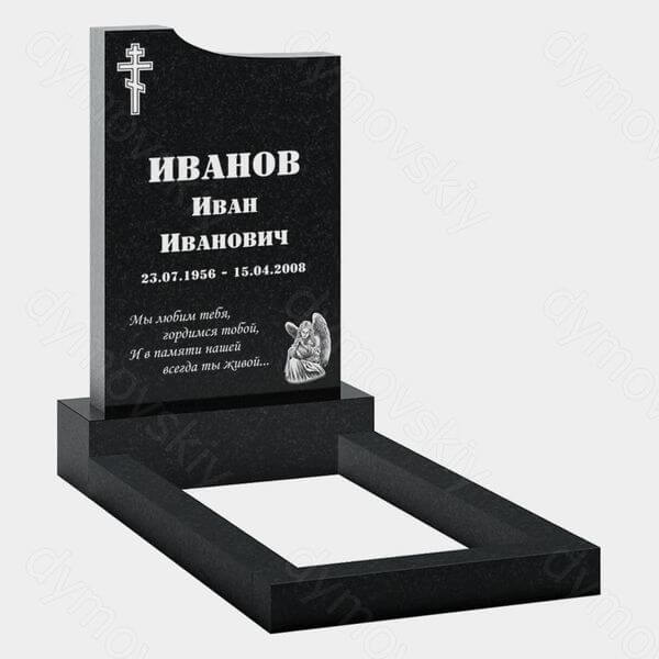 Памятник на могилу (22-179) «Вертикальная стела с православным крестом и ангелом»