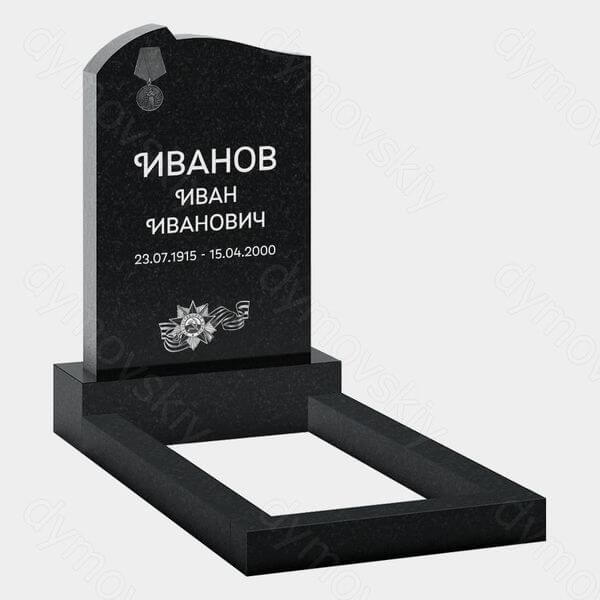 Памятник на могилу (22-182) «Вертикальная стела с медалью и лентой»