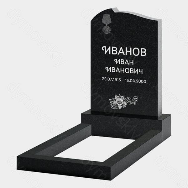 Памятник на могилу (22-182) «Вертикальная стела с медалью и лентой»